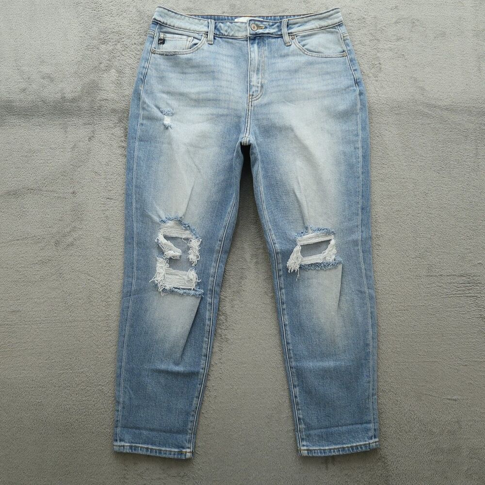 KanCan Jeans Junior's Size 13/30 High-Rise Straight Denim 29" Inseam Distressed